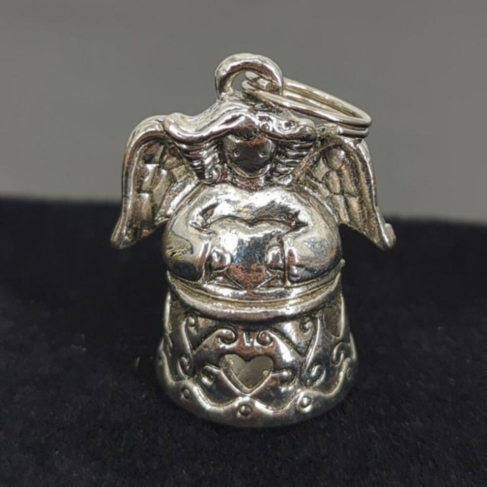 Vintage Antiqued Pot Metal Angel Poison Box Charm One Inch Detailed Wings Gothic